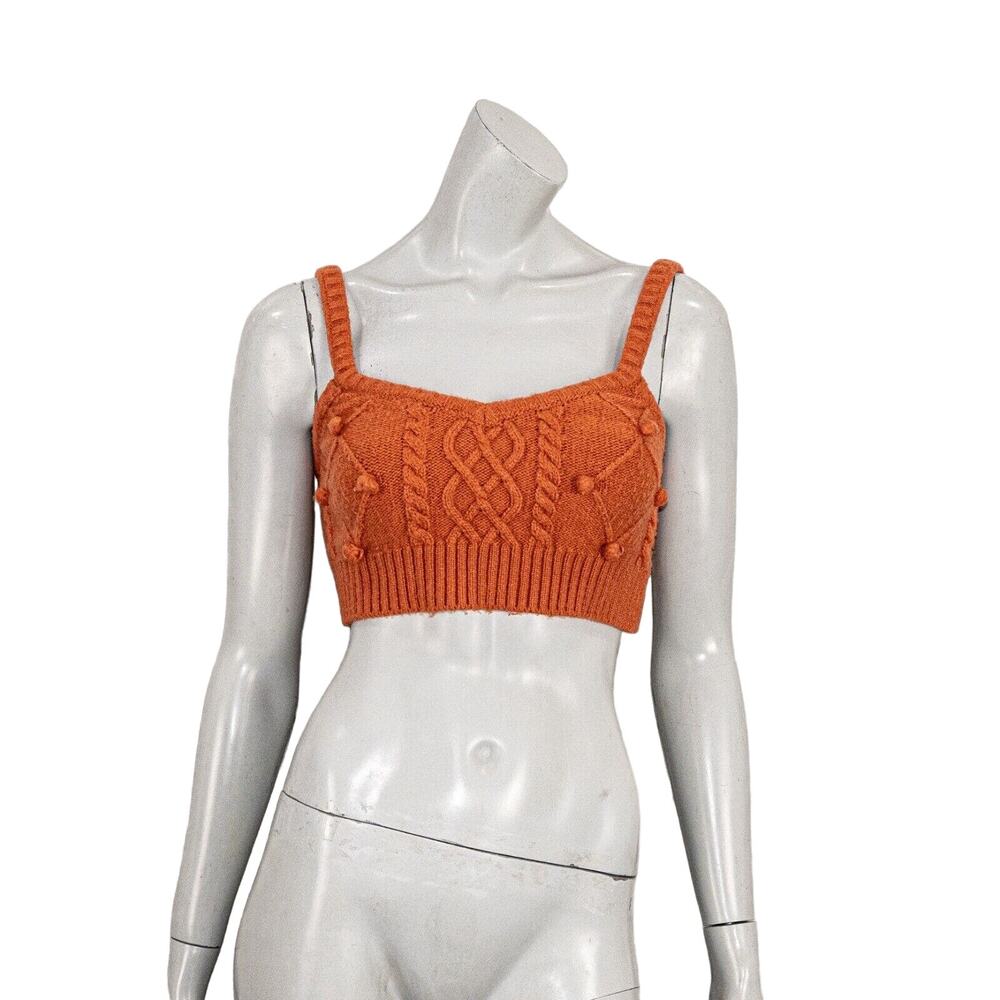 For Love and Lemons size XS Florentina knit Crop sweater tank in brown/orange - Picture 2 of 9